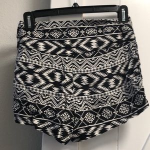 black and white pattern shorts